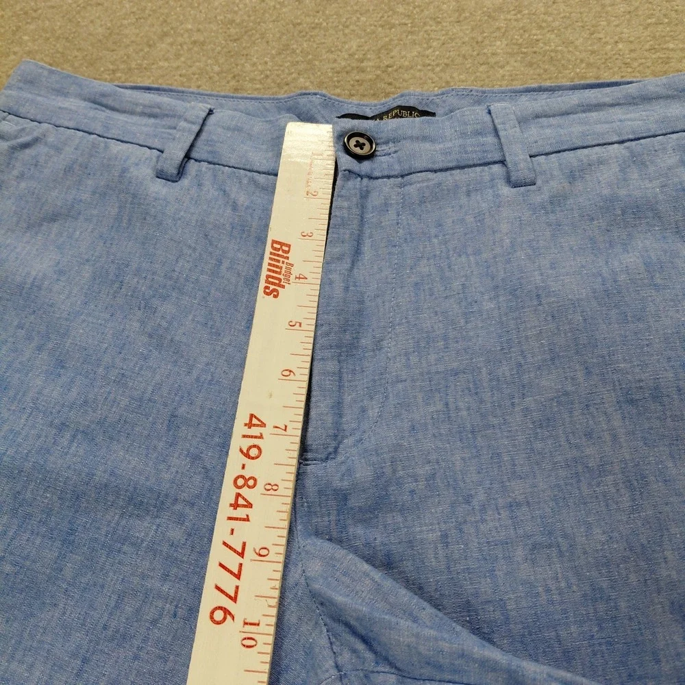 Banana Republic Aiden Linen Shorts Mens 33 Blue Chino Preppy Coastal 9